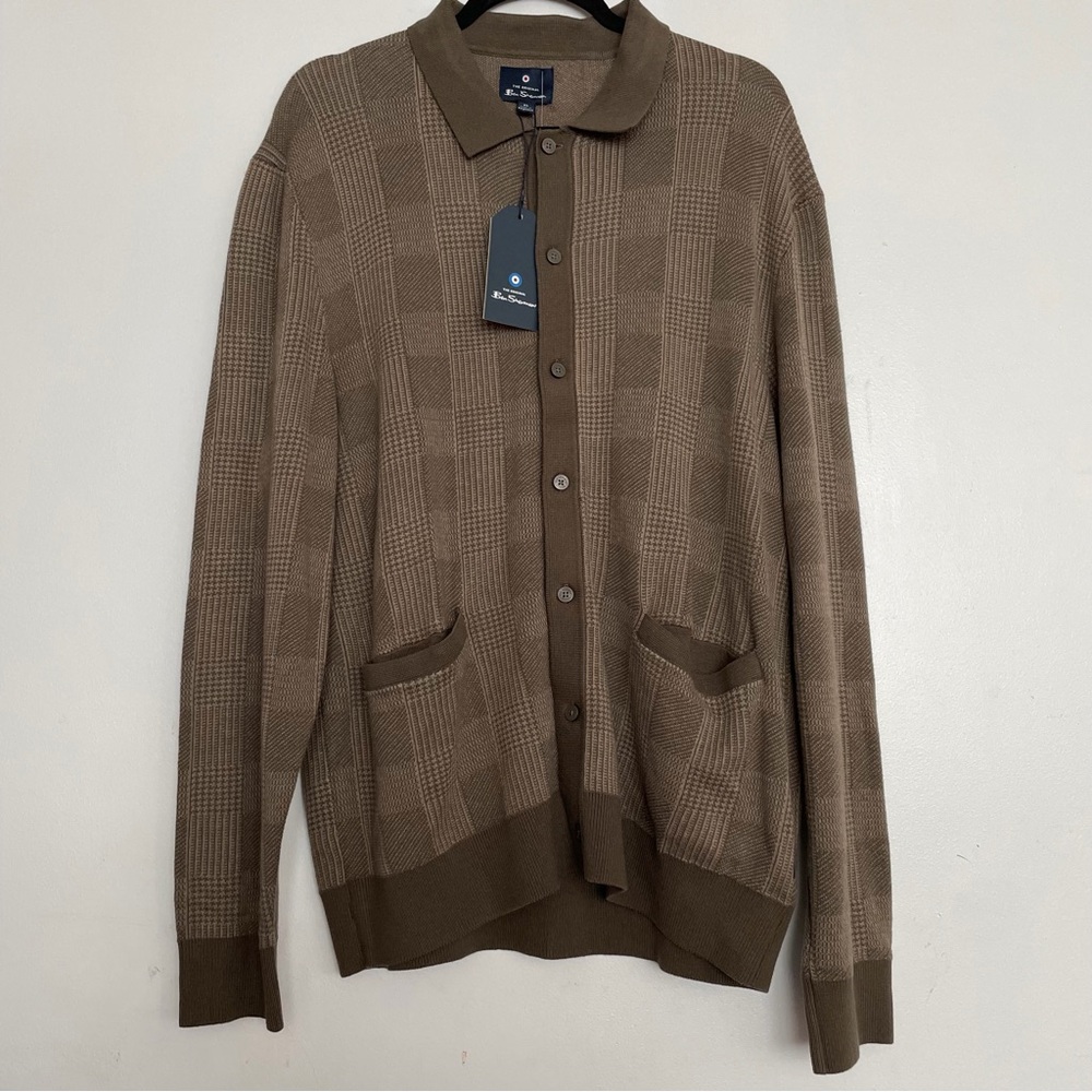 Ben Sherman Men’s Canteen Cardigan Brown Size XL